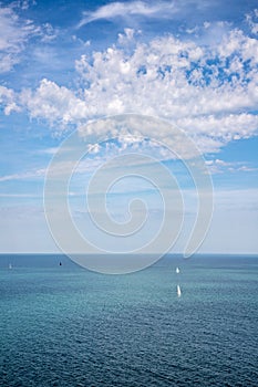 Sail boats in the ocean in Bray