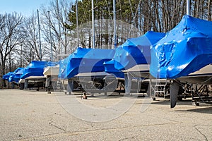 Sail boats with shrink wrap