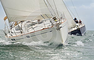 Sail Boats or Yachts Sailing on A Beautiful Sunny Day