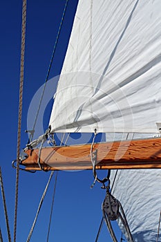 Sail and boom, portrait view