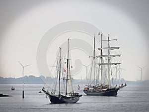 Statenjacht Utrecht and Gulden Leeuw ship at Delfsail in the harbour of Delfzijl in the Netherlands photo