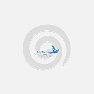 Sail logo design blue ship vector
