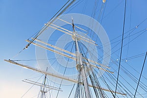 Sail masts in bright light