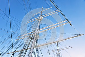 Sail masts in bright light