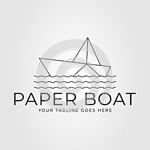 sail paper boat or sailboat logo vector illustration design. sailing origami ship.