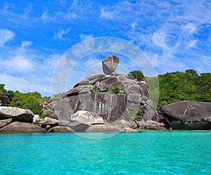 Sail rock, beautiful and famous landmark of Similan Island near Phuket in Thailand. Tropical background