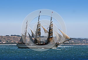 Sail Ship in a river departure