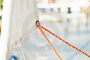 Sail wit rope on boat