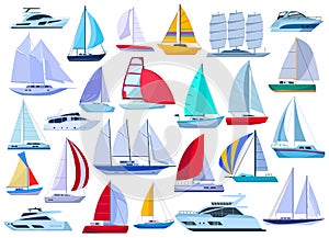 Sail yacht vector cartoon set icon. Vector illustration sailboat on white background. Isolated cartoon set icon sail