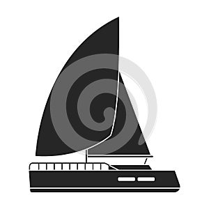 Sail yacht vector icon.Black vector icon isolated on white background sail yacht.