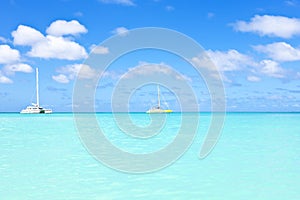 Sail yachts in a blue caribean sea