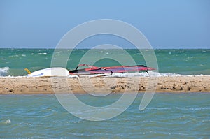 Sailboard on the sand