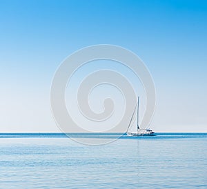 Sailboat in Adriatic sea. Copyspace background