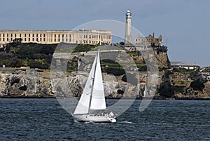 Sailboat and Alcatraz