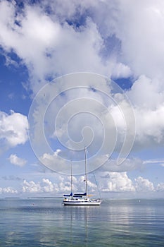 Sailboat anchored in the Florida Keys