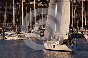 Sailboat in Bandol marina, France