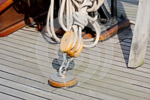 Sailboat block and rope detail horizontal