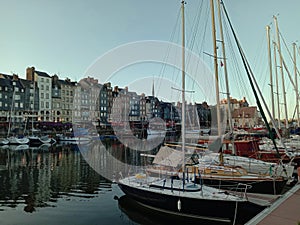 sailboat, boat in the small harbour of honfleur