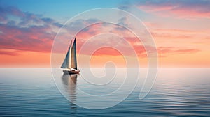 Sailboat on calm sea during vibrant sunset