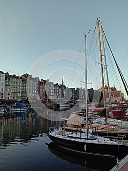 sailboat in the city of honfleur, france