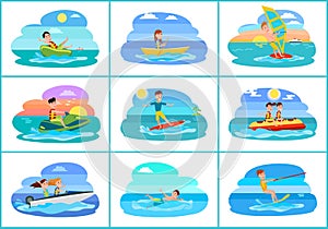 Sailboat Collection of Sport Vector Illustration