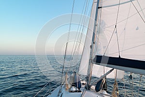 Sailboat cruising at sea, Netherlands