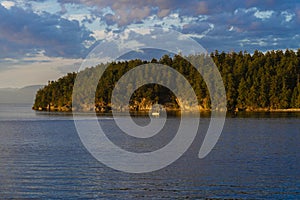 Sailboat in Desolation Sound British Columbia Canada at sunset