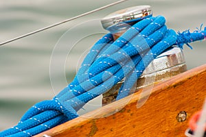 Sailboat, details equipment approximately, ropes