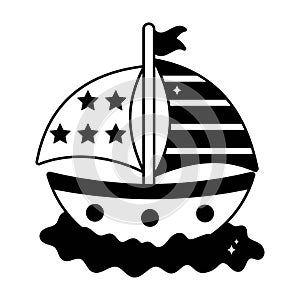 Sailboat doodle vector Solid icon. EPS 10 file