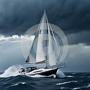 sailboat engaged in a sudden maneuver