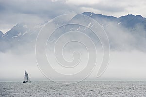 Sailboat and Fog photo