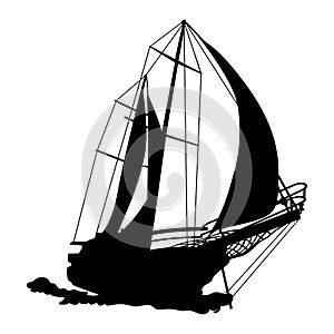 Sailboat Hand drawn, Vector, Eps, Logo, Icon, silhouette Illustration by crafteroks for different uses.