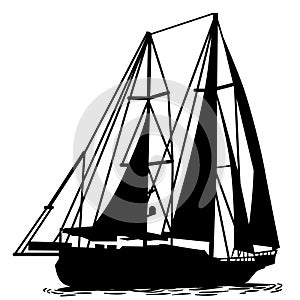 Sailboat Hand drawn, Vector, Eps, Logo, Icon, silhouette Illustration by crafteroks for different uses.