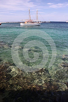 Sailboat in harbor