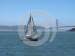 Sailboat Heading for SF Bay Bridge