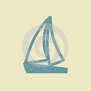 The sailboat icon in grunge style