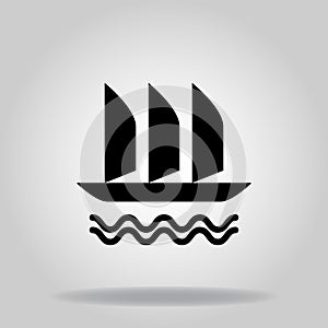 Sailboat icon or logo in  glyph