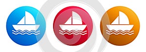 Sailboat icon premium trendy round button set