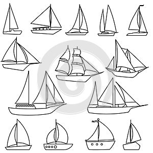 Sailboat icon vector set. yacht illustration sign collection. sailing ship symbol. sailfish logo.