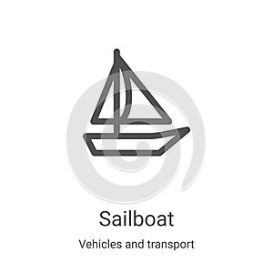 sailboat icon vector from vehicles and transport collection. Thin line sailboat outline icon vector illustration. Linear symbol