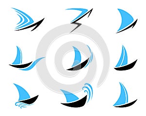 Sailboat icons set