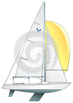 Sailboat. International Yngling (keelboat) class