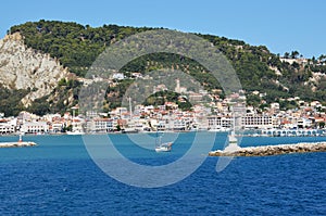 Sailboat leaves the port