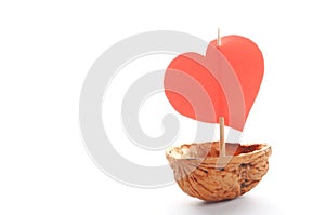 Sailboat made of walnut