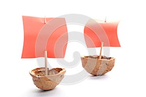 Sailboat made of walnut