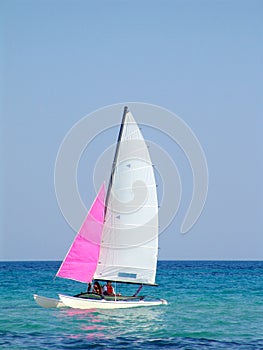 Sailboat in Mediterranean Sea off Tunisia