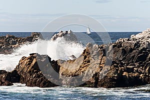 Sailboat on Monterey Bay, California