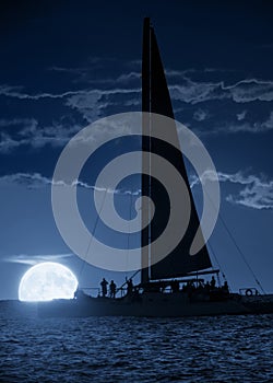 Sailboat Moon Rise at Key West Florida