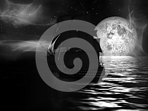 Sailboat at Moonlit Night