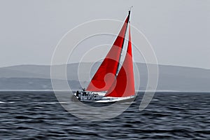 Sailboat moving fast